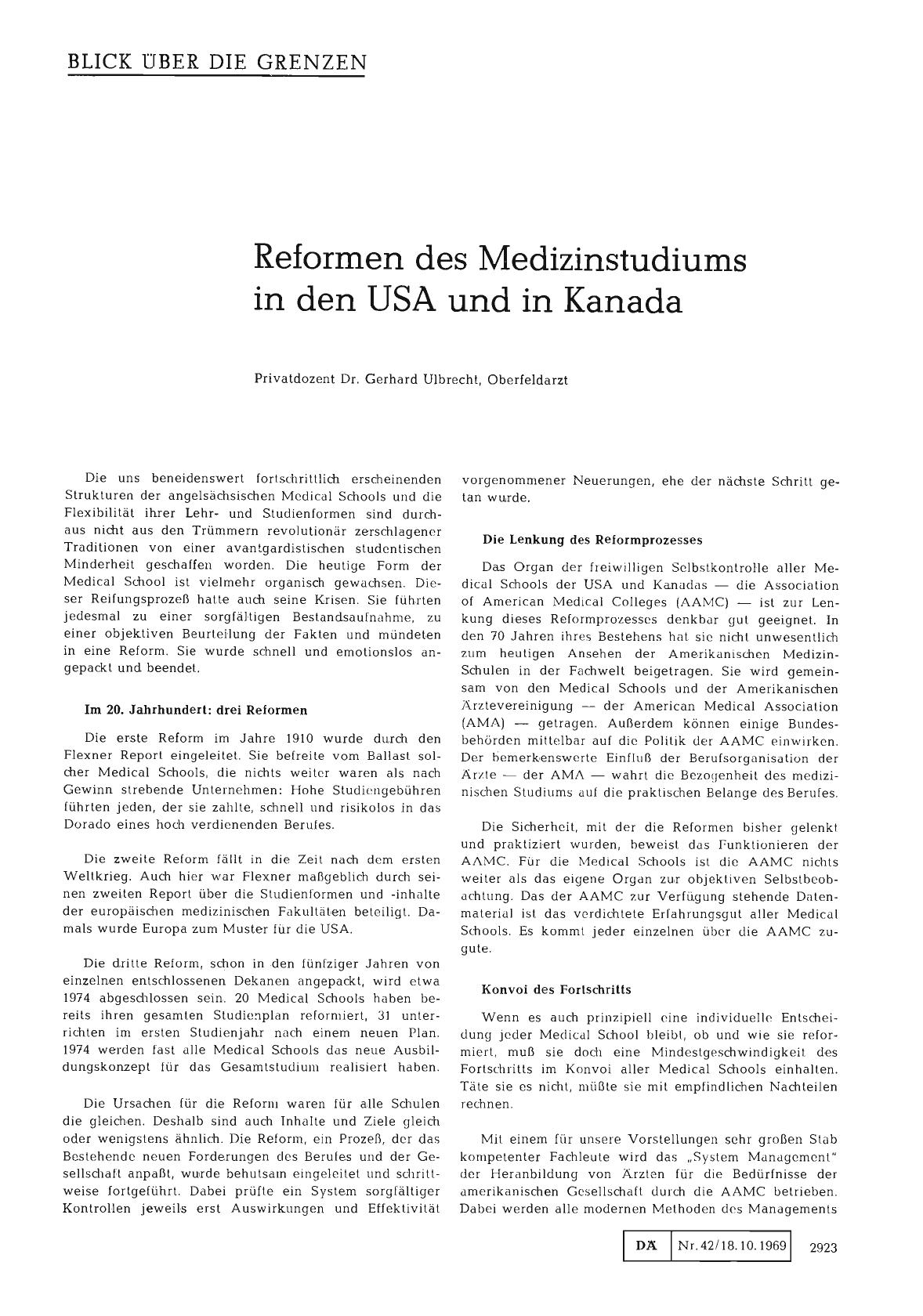 Vorschauseite 1: Reformen des Medizinstudiums in den USA und in Kanada