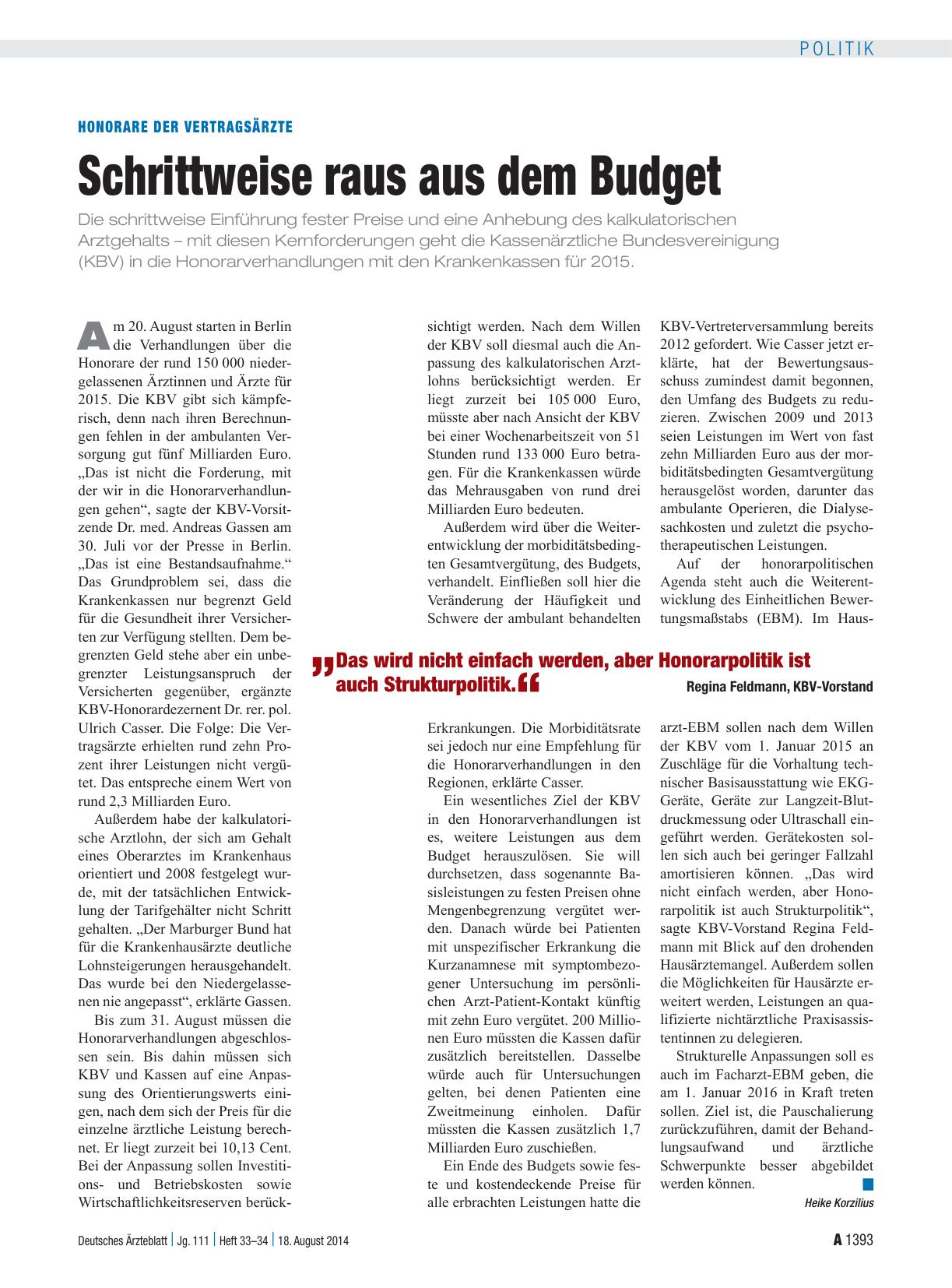 Vorschauseite 1: Honorare der Vertragsärzte: Schrittweise raus aus dem Budget