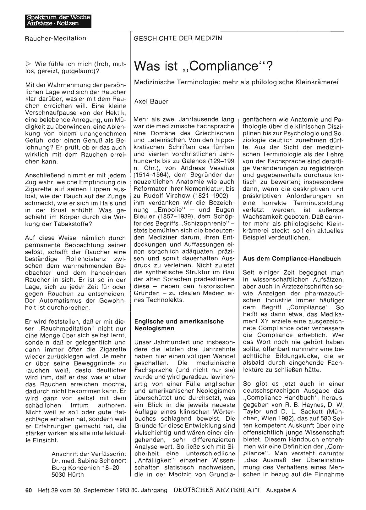 Vorschauseite 1: Was ist „Compliance“? - Medizinische Terminologie: mehr als philologische Kleinkrämerei