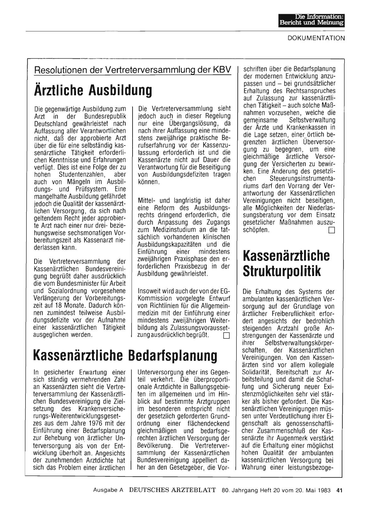 Vorschauseite 1: Resolutionen der Vertreterversammlung der KBV