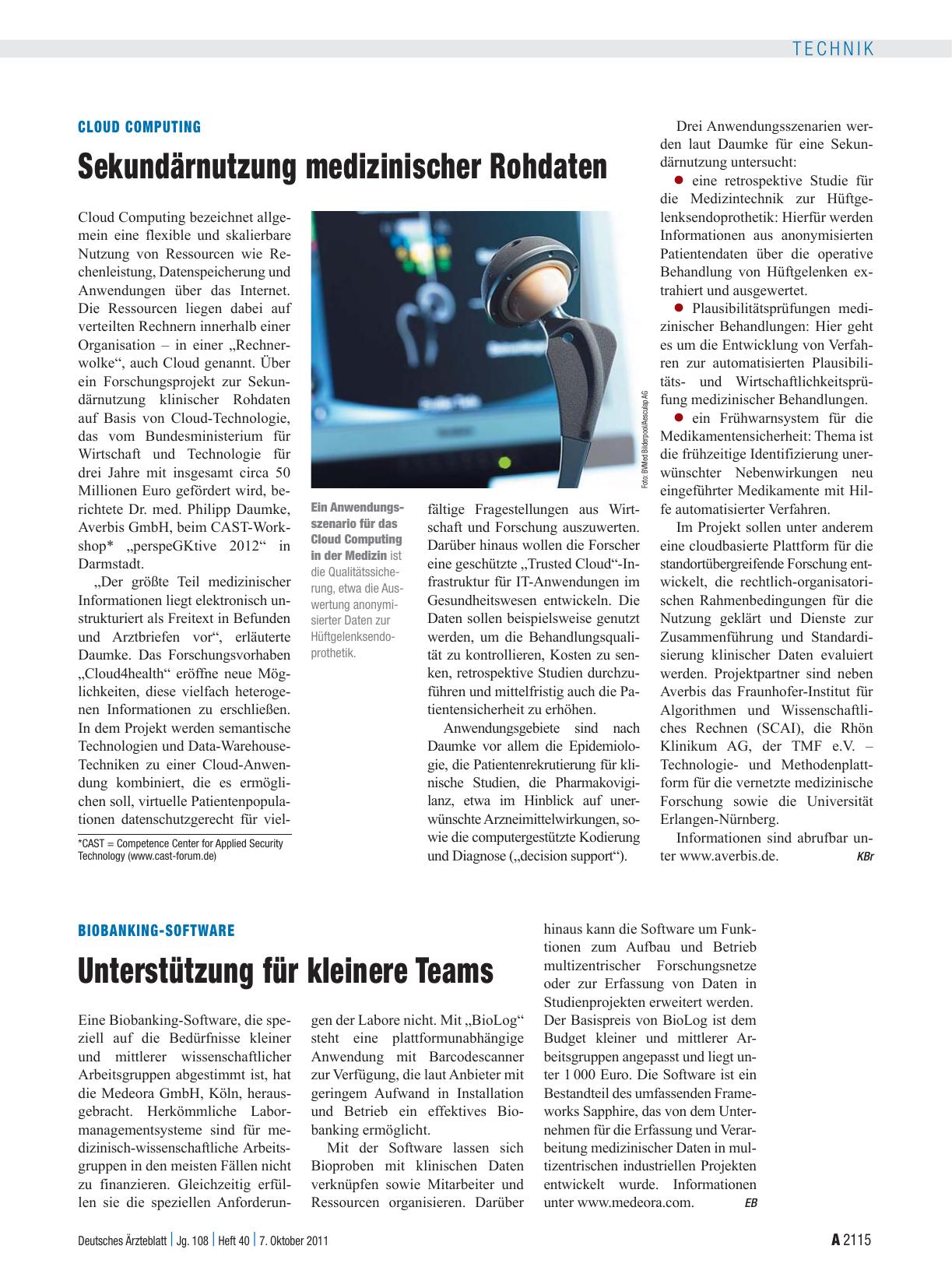 Vorschauseite 1: Cloud Computing: Sekundärnutzung medizinischer Rohdaten