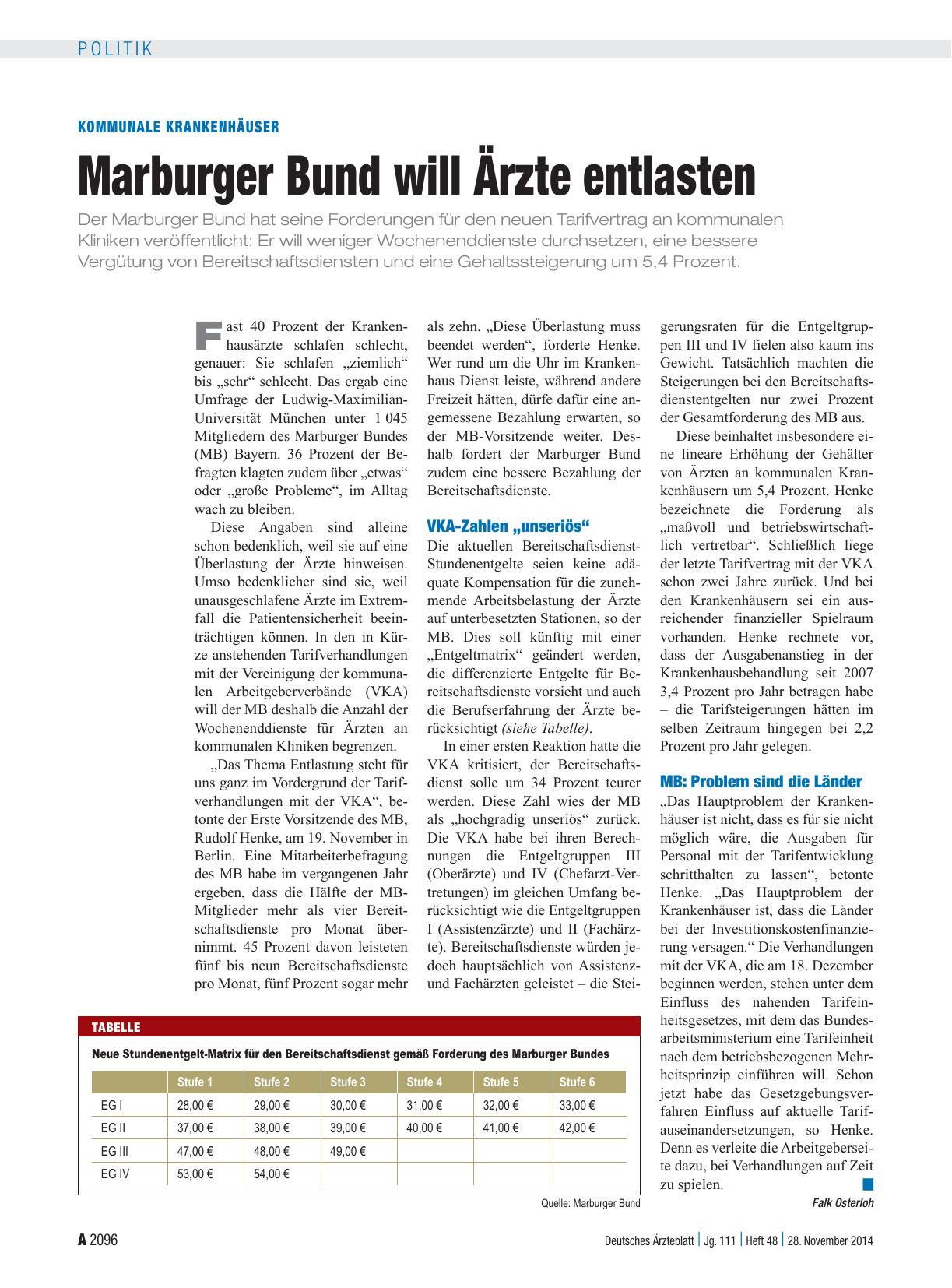 Vorschauseite 1: Kommunale Krankenhäuser: Marburger Bund will Ärzte entlasten