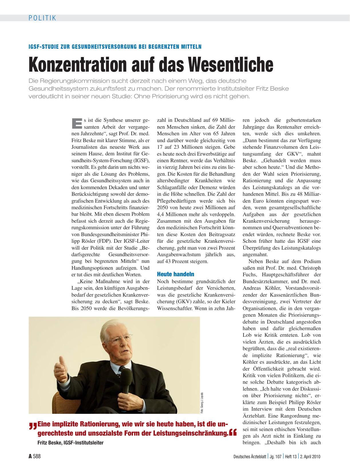 Vorschauseite 1: IGSF-Studie zur Gesundheitsversorgung bei begrenzten Mitteln: Konzentration auf das Wesentliche