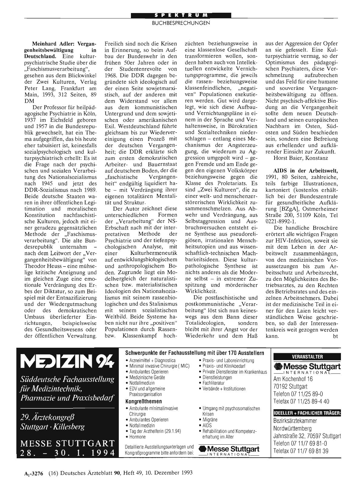 Vorschauseite 1: Meinhard Adler: Vergangenheitsbewältigung in Deutschland.