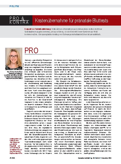 Vorschauseite 1: Kostenübernahme für pränatale Bluttests: Pro und Contra