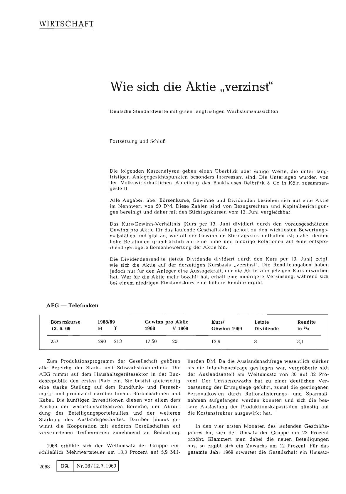 Vorschauseite 1: Wie sich die Aktie „verzinst" (Fortsetzung und Schluß )