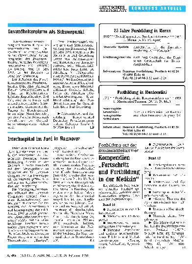 Vorschauseite 1: G1esundheitsreform als Schwerpunkt