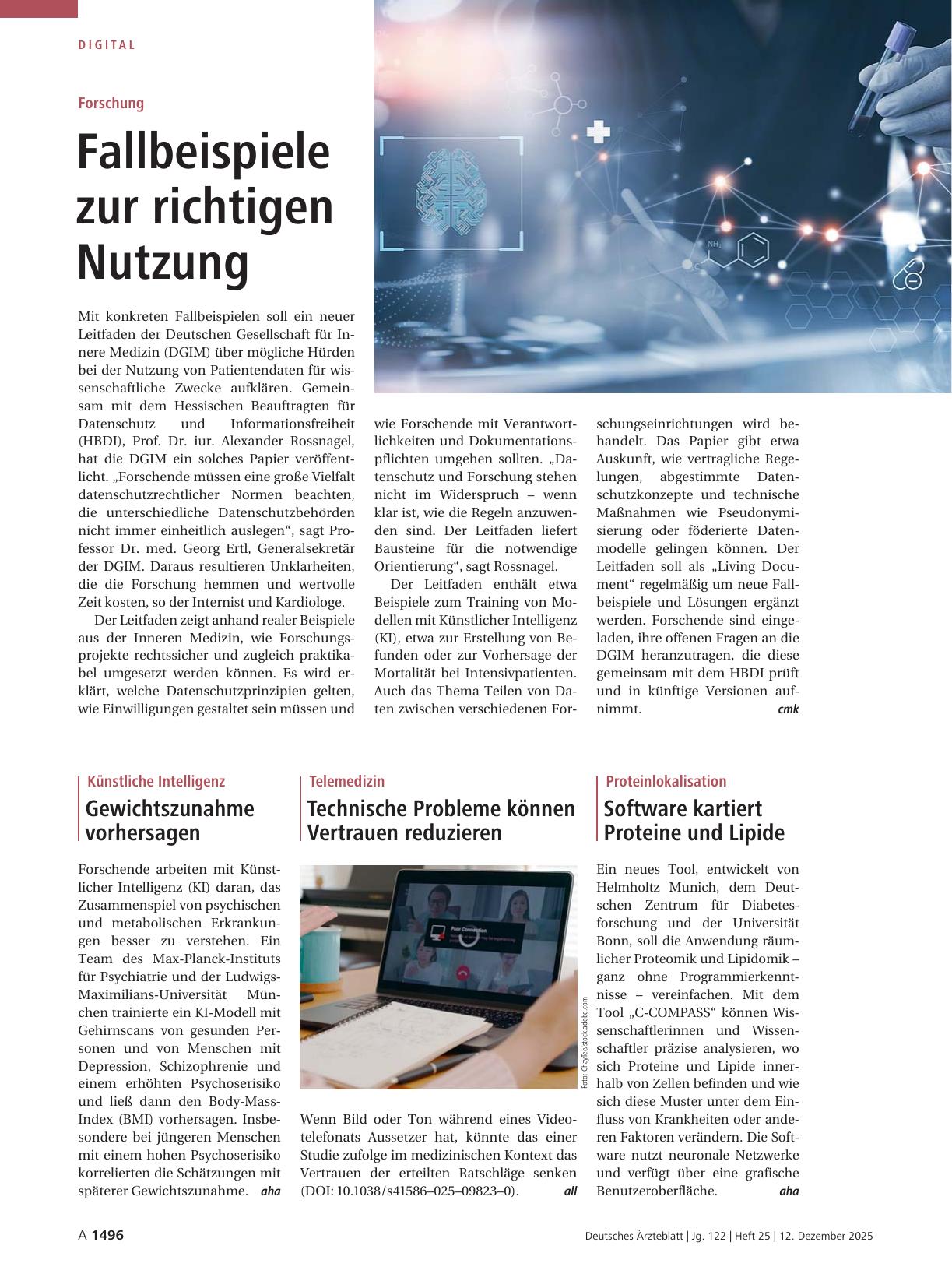 Vorschauseite 1: Telemedizin: Technische Probleme können Vertrauen reduzieren