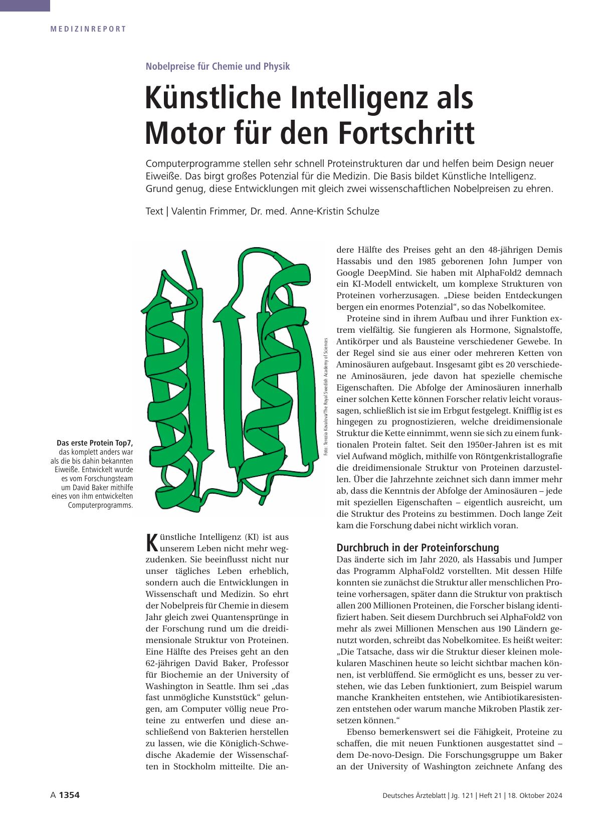 Vorschauseite 1: Nobelpreise für Chemie und Physik: Künstliche Intelligenz als Motor für den Fortschritt