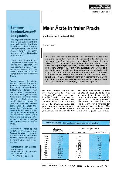 Vorschauseite 1: Mehr Ärzte in freier Praxis