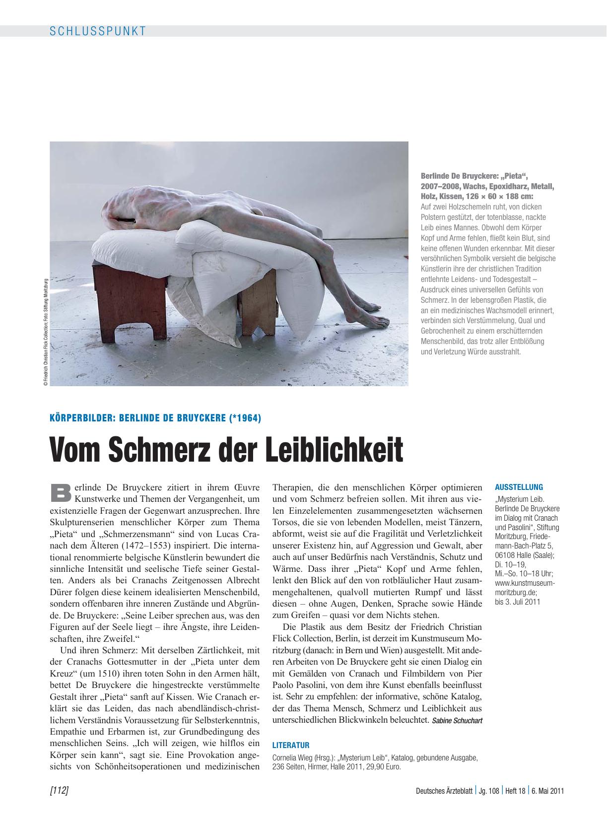 Vorschauseite 1: Körperbilder: Berlinde De Bruyckere (*1964) – Vom Schmerz der Leiblichkeit