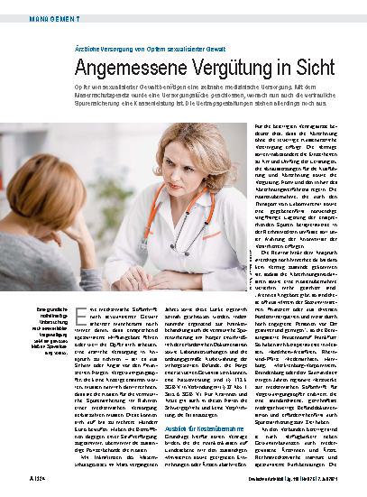 Vorschauseite 1: Ärztliche Versorgung von Opfern sexualisierter Gewalt: Angemessene Vergütung in Sicht