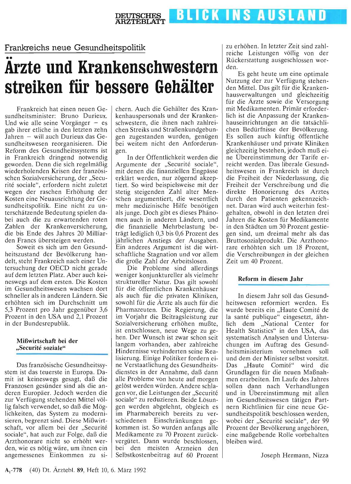 Vorschauseite 1: Frankreichs neue Gesundheitspolitik: Ärzte und Krankenschwestern streiken für bessere Gehälter