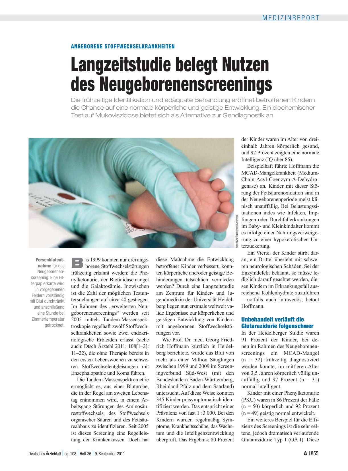 Vorschauseite 1: Angeborene Stoffwechselkrankheiten: Langzeitstudie belegt Nutzen des Neugeborenenscreenings