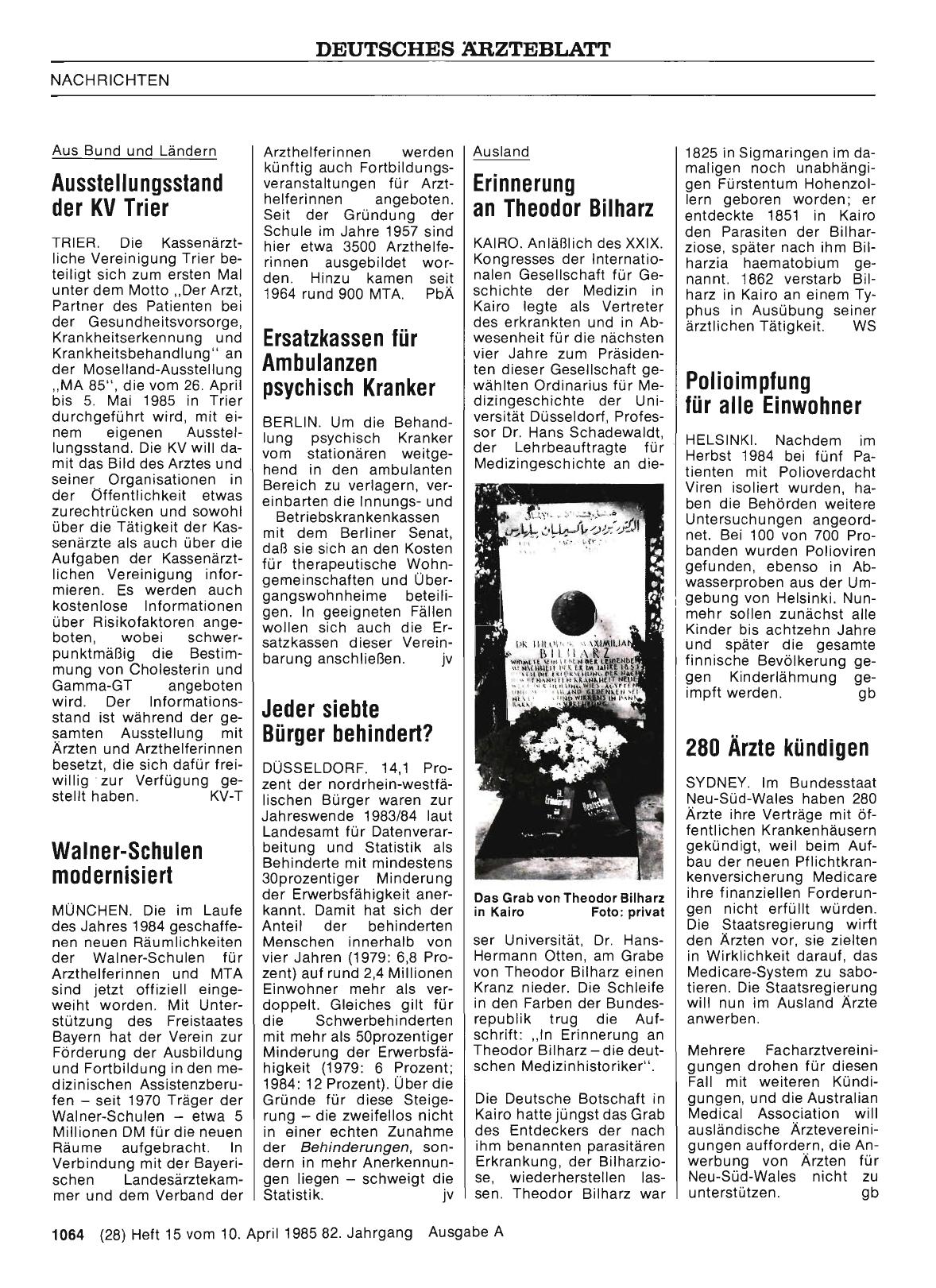 Vorschauseite 1: Erinnerung an Theodor Bilharz