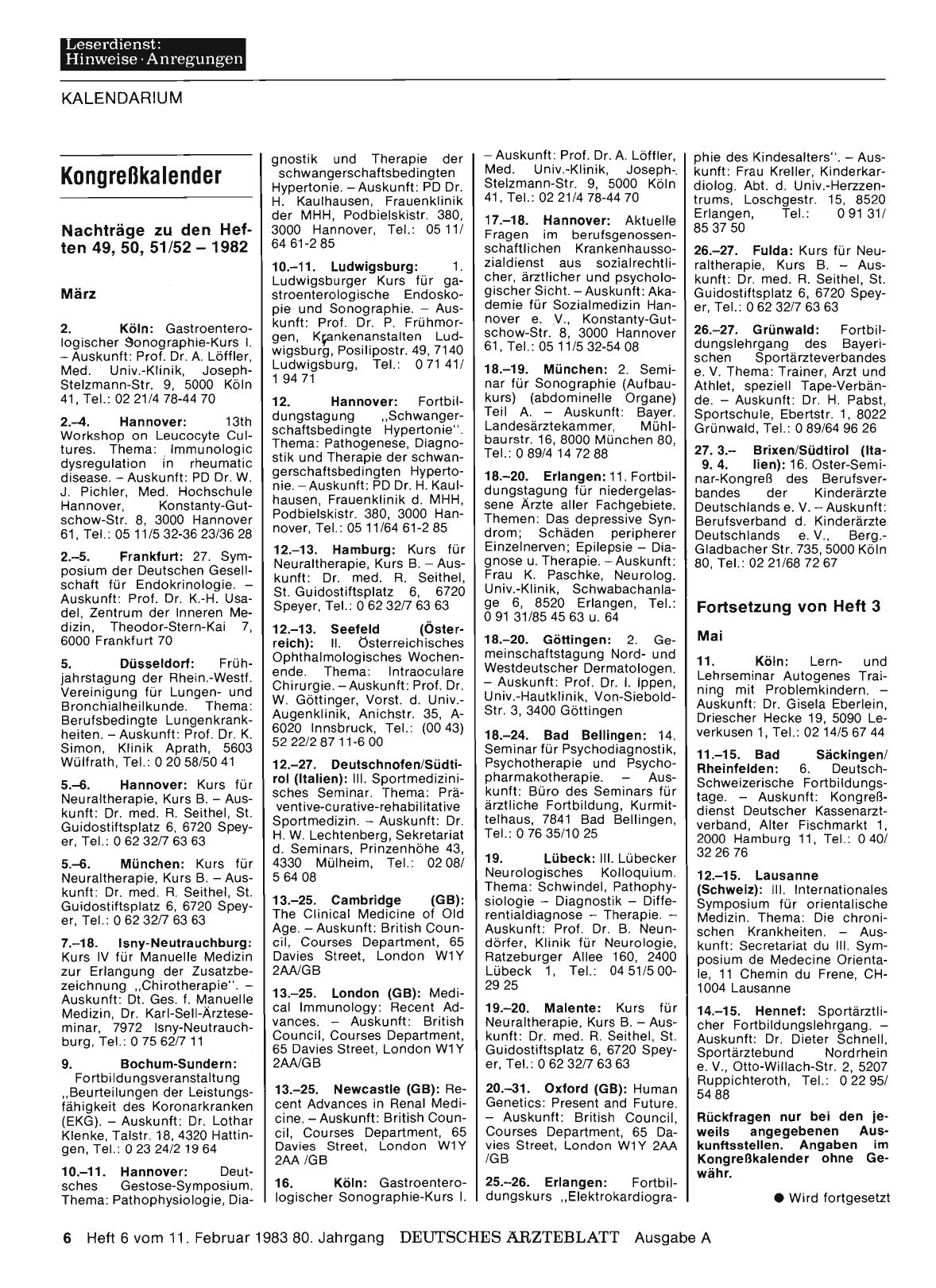 Vorschauseite 1: Kongreßkalender