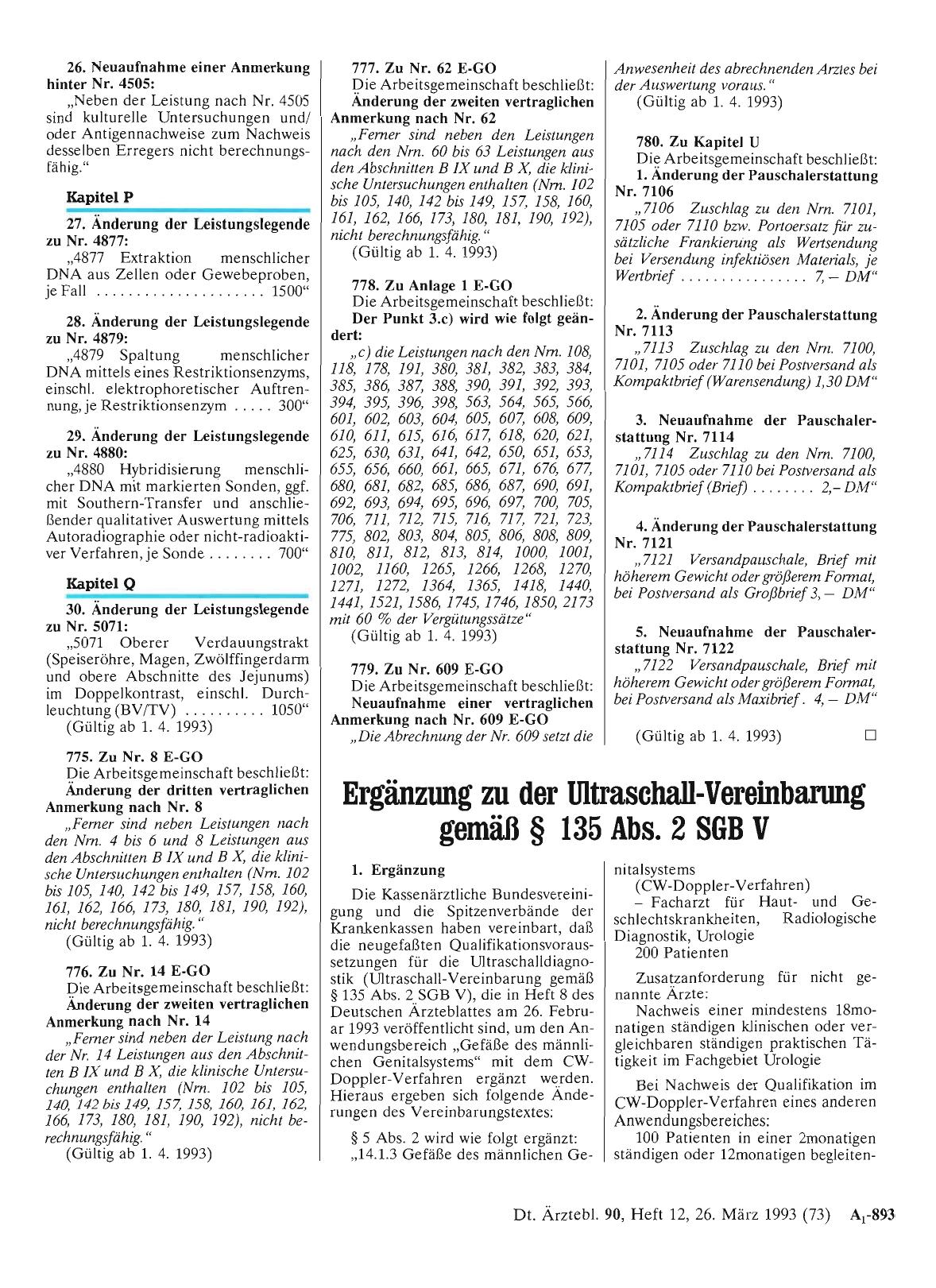 Vorschauseite 1: Ergänzung zu der Ultraschall-Vereinbarung gemäß § 135 Abs. 2 SGB V