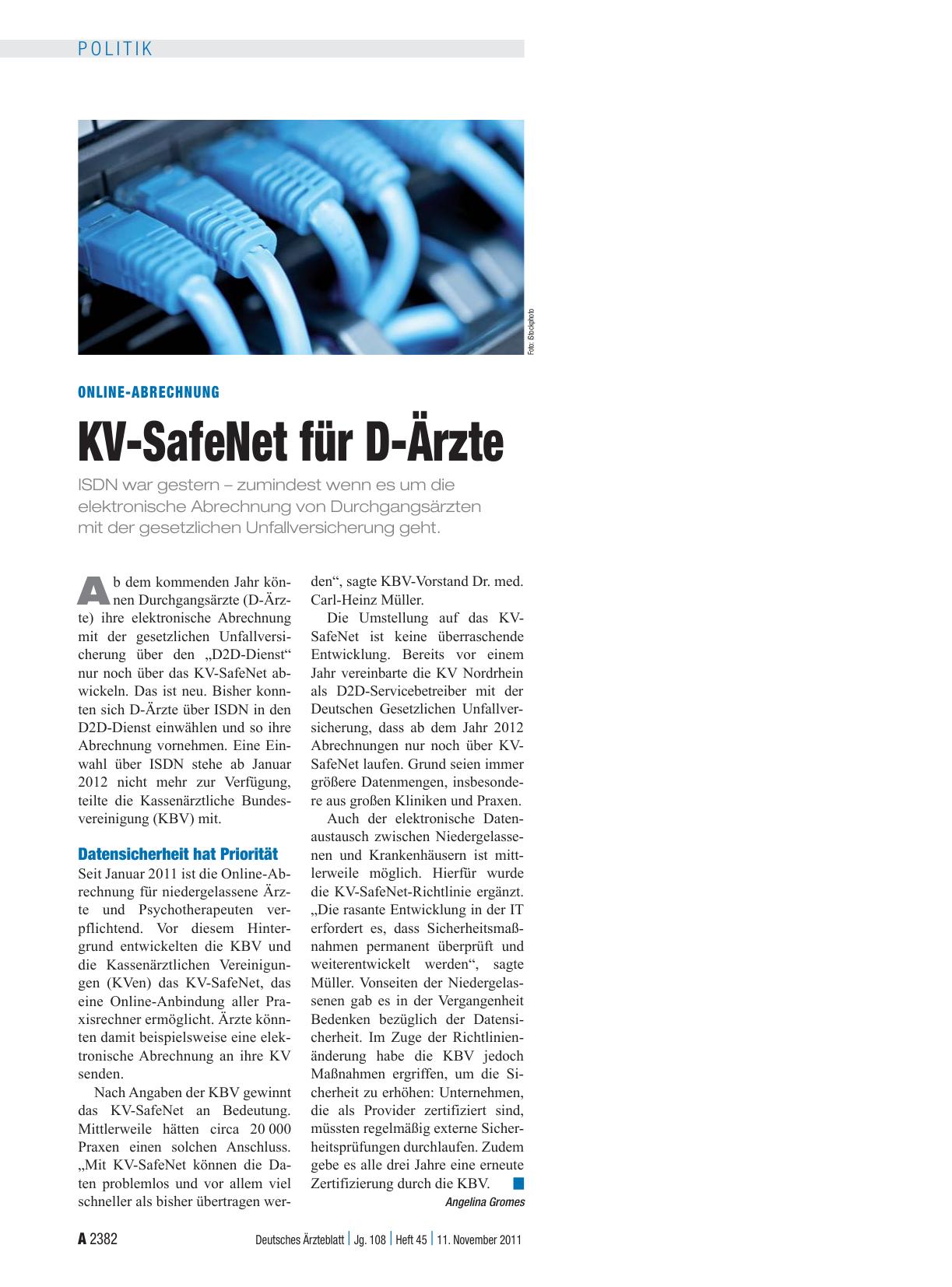 Vorschauseite 1: Online-Abrechnung: KV-SafeNet für D-Ärzte