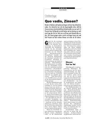 Vorschauseite 1: Geldanlage: Quo vadis, Zinsen?