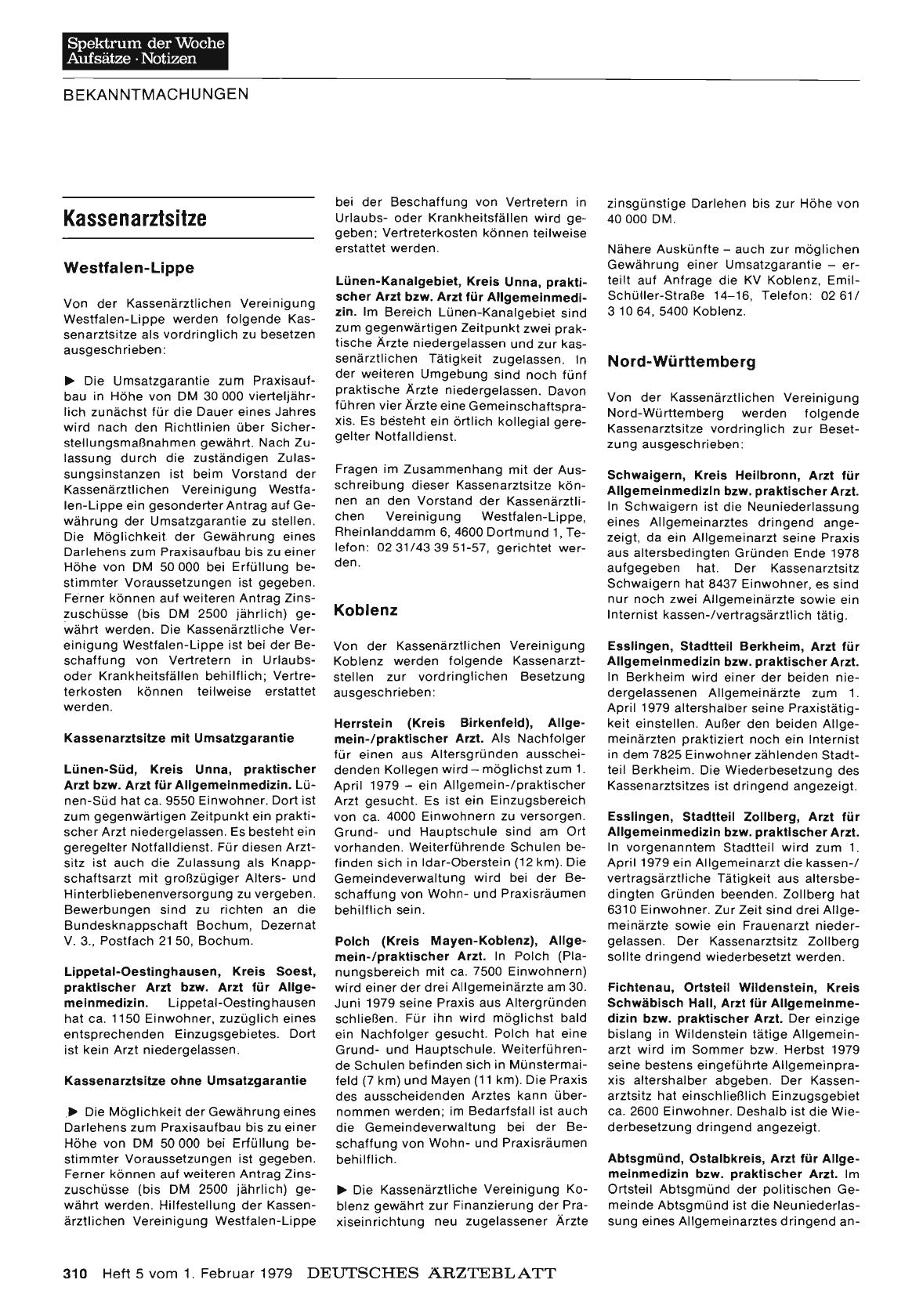 Vorschauseite 1: Kassenarztsitze