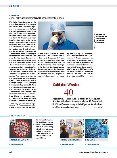 Vorschauseite 1: Coronakrise: Jeder dritte Assistenzarzt denkt über Jobwechsel nach