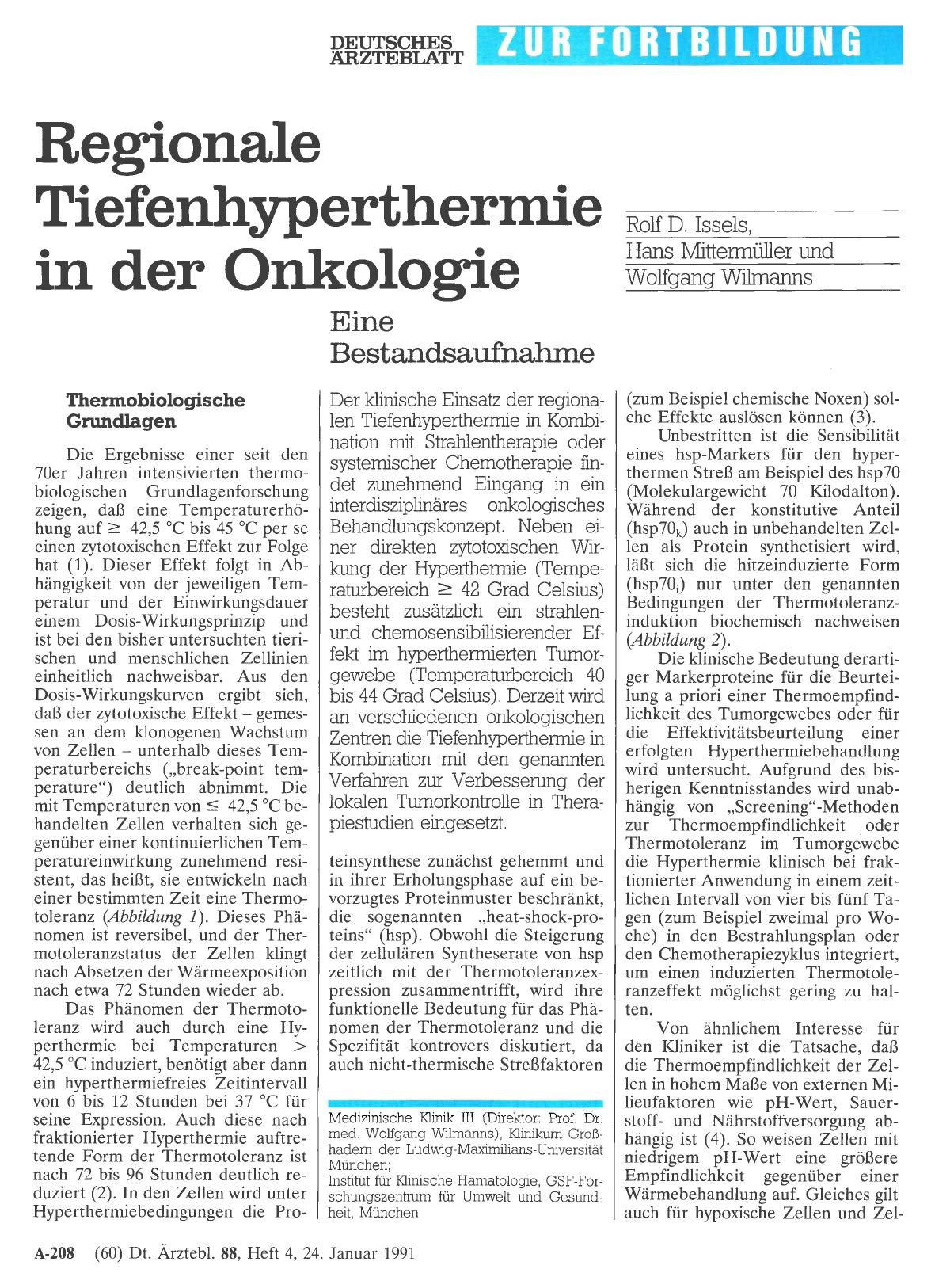 Vorschauseite 1: Regionale Tiefenhyperthermie in der Onkologie