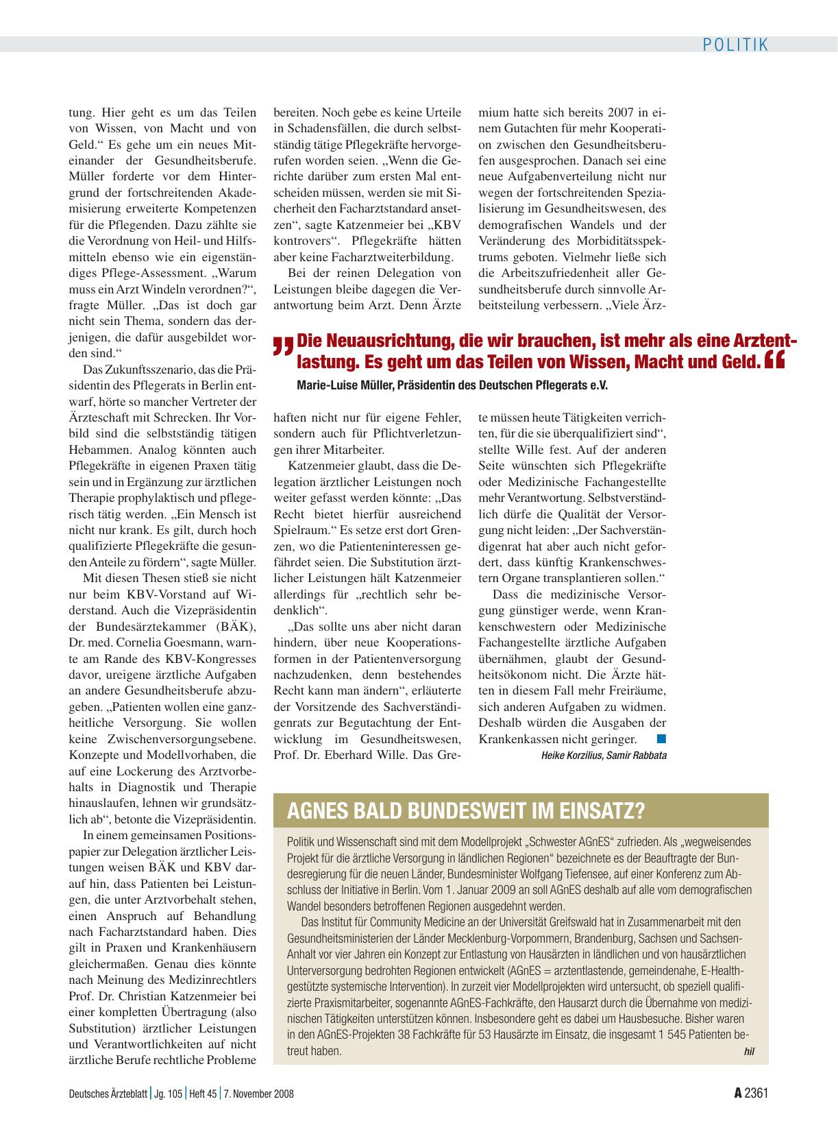 Vorschauseite 1: AGnES bald bundesweit im Einsatz?