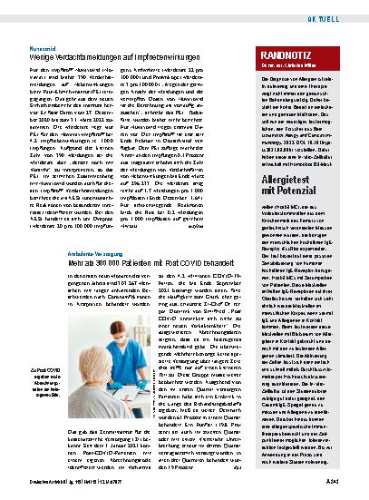 Vorschauseite 1: Nuvaxovid: Wenige Verdachtsmeldungen auf Impfnebenwirkungen