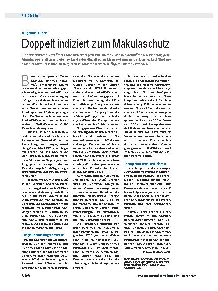Vorschauseite 1: Augenheilkunde: Doppelt indiziert zum Makulaschutz
