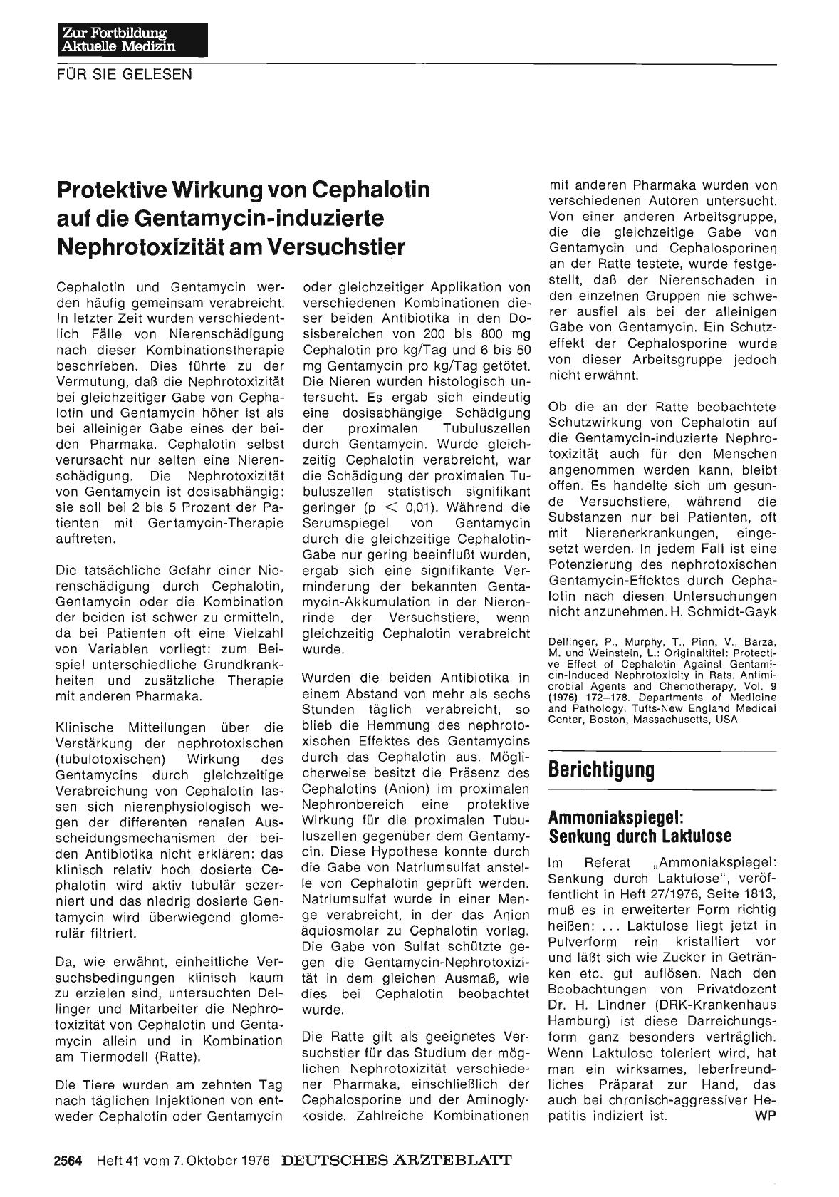 Vorschauseite 1: Ammoniakspiegel: Senkung durch Laktulose