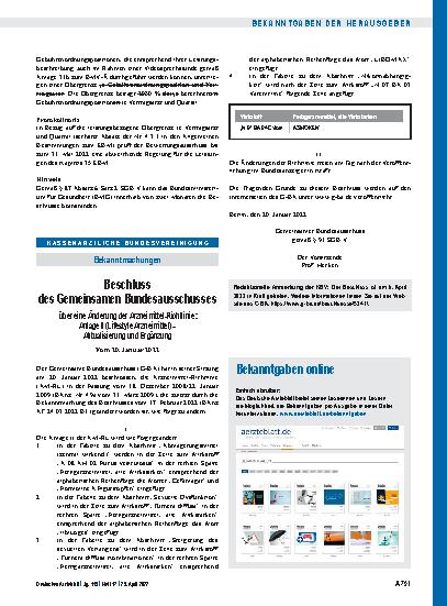 Vorschauseite 1: Beschluss des Gemeinsamen Bundesausschusses über eine Änderung der Arzneimittel-Richtlinie: Anlage II (Lifestyle Arzneimittel) – Aktualisierung und Ergänzung