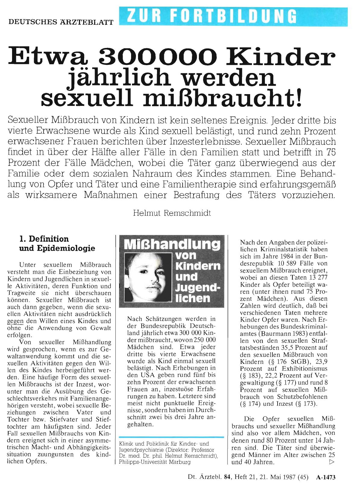 Vorschauseite 1: Etwa 300000 Kinder jährlich werden sexuell mißbraucht!