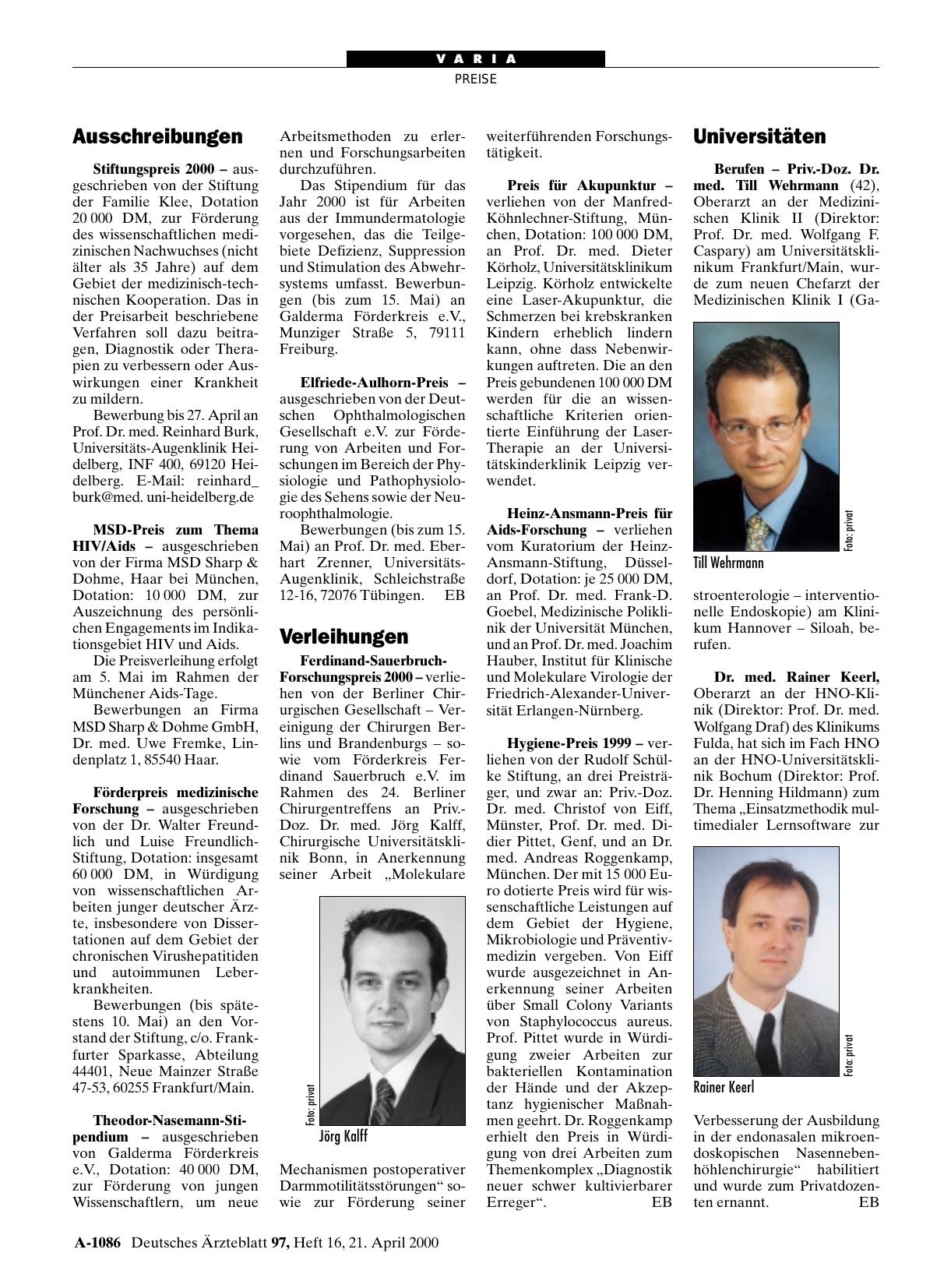 Vorschauseite 1: Ausschreibungen