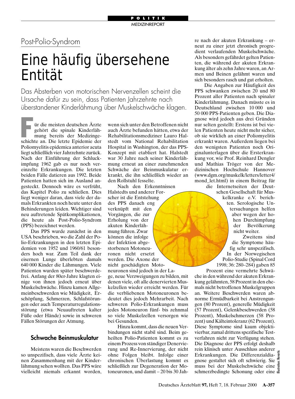 Vorschauseite 1: Post-Polio-Syndrom: Eine häufig übersehene Entität