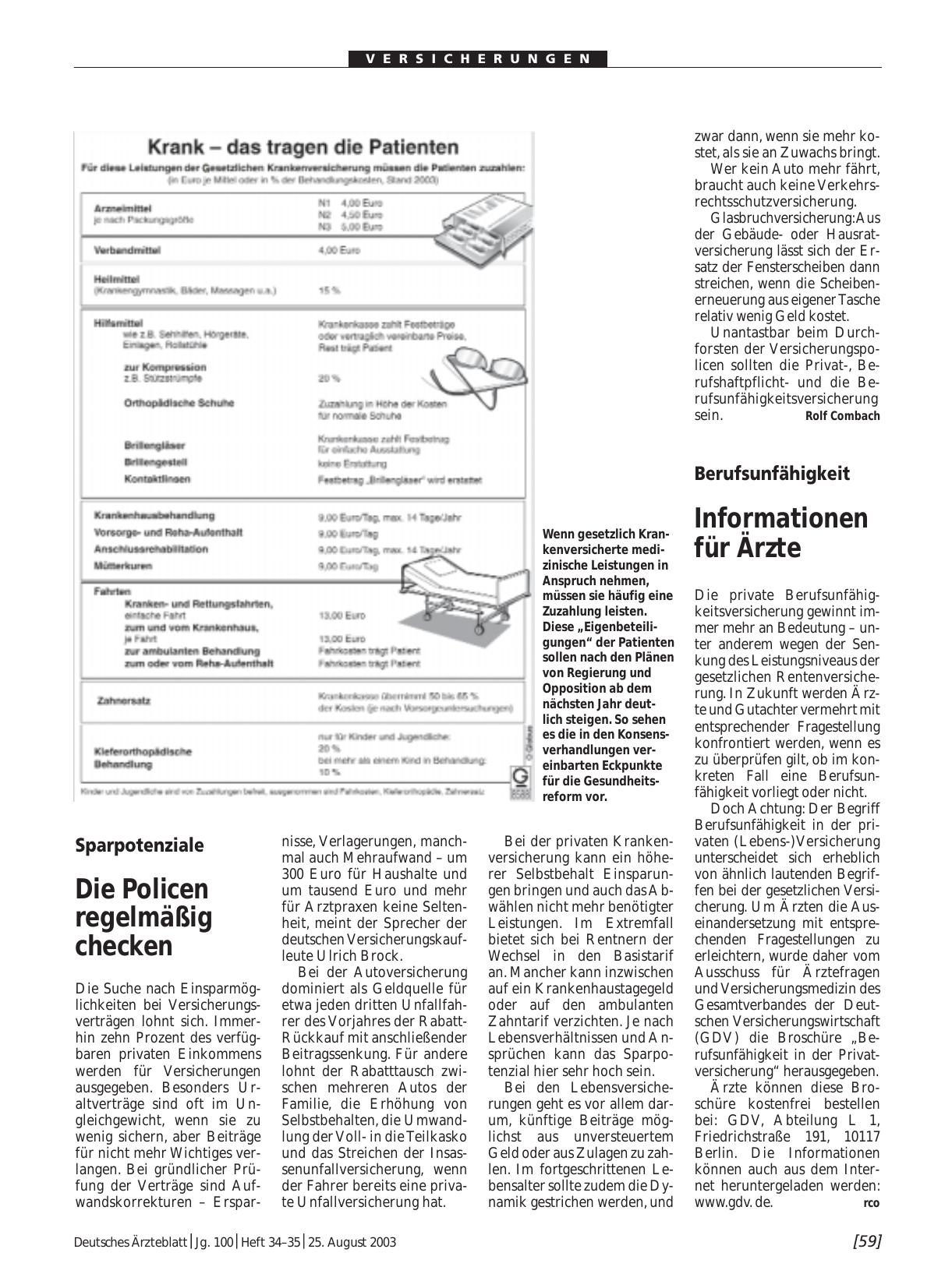 Vorschauseite 1: Berufsunfähigkeit: Informationen für Ärzte