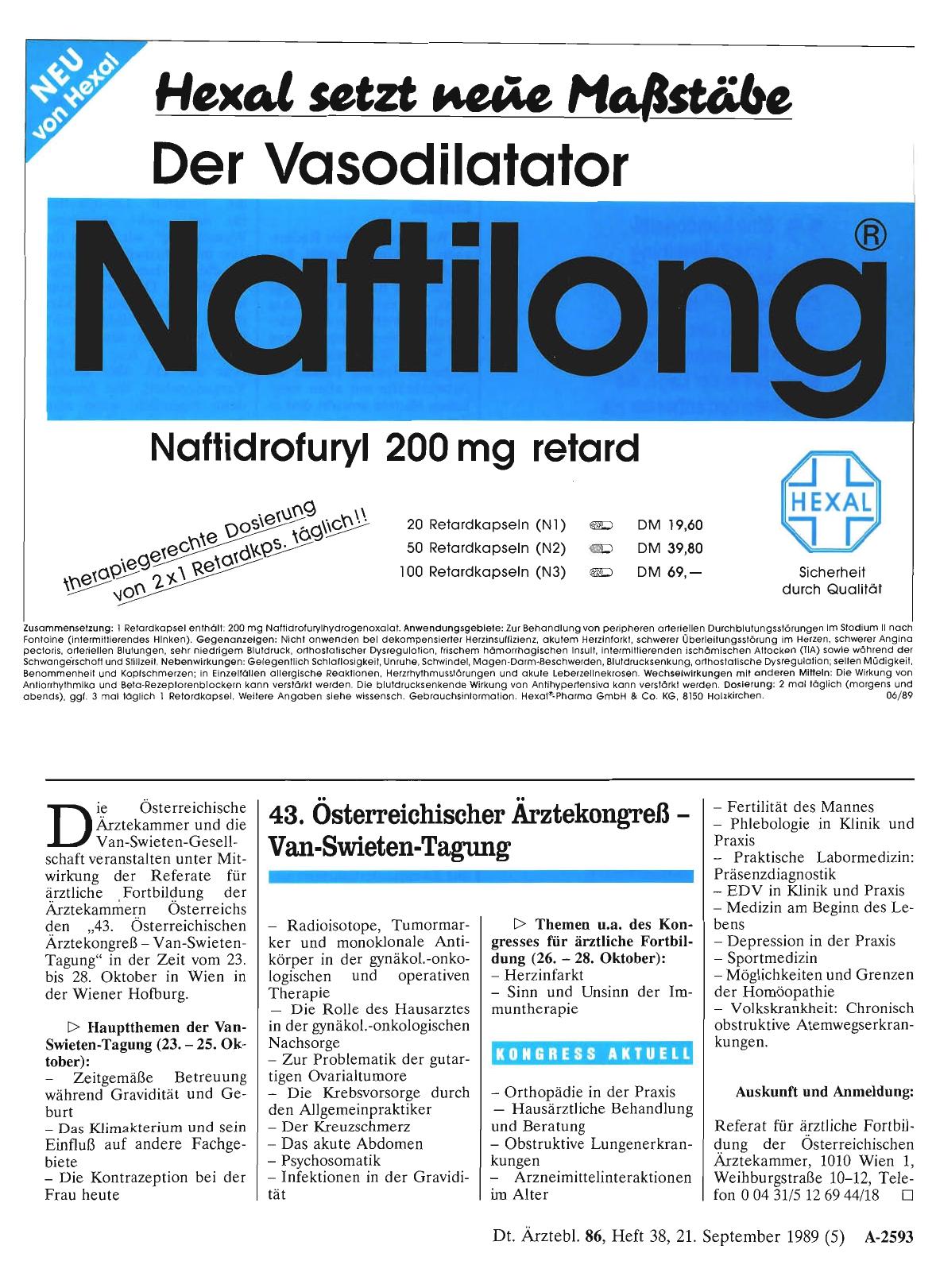 Vorschauseite 1: 43. Österreichischer Ärztekongreß - Van-Swieten-Tagung