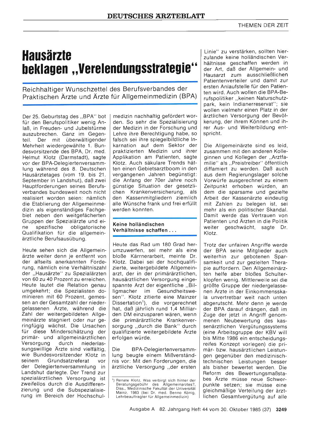 Vorschauseite 1: Hausärzte beklagen „Verelendungsstrategie“