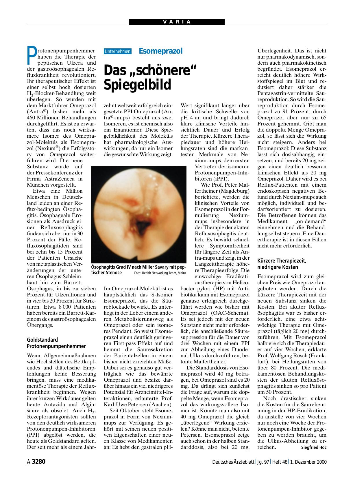 Vorschauseite 1: Esomeprazol: Das „schönere“ Spiegelbild