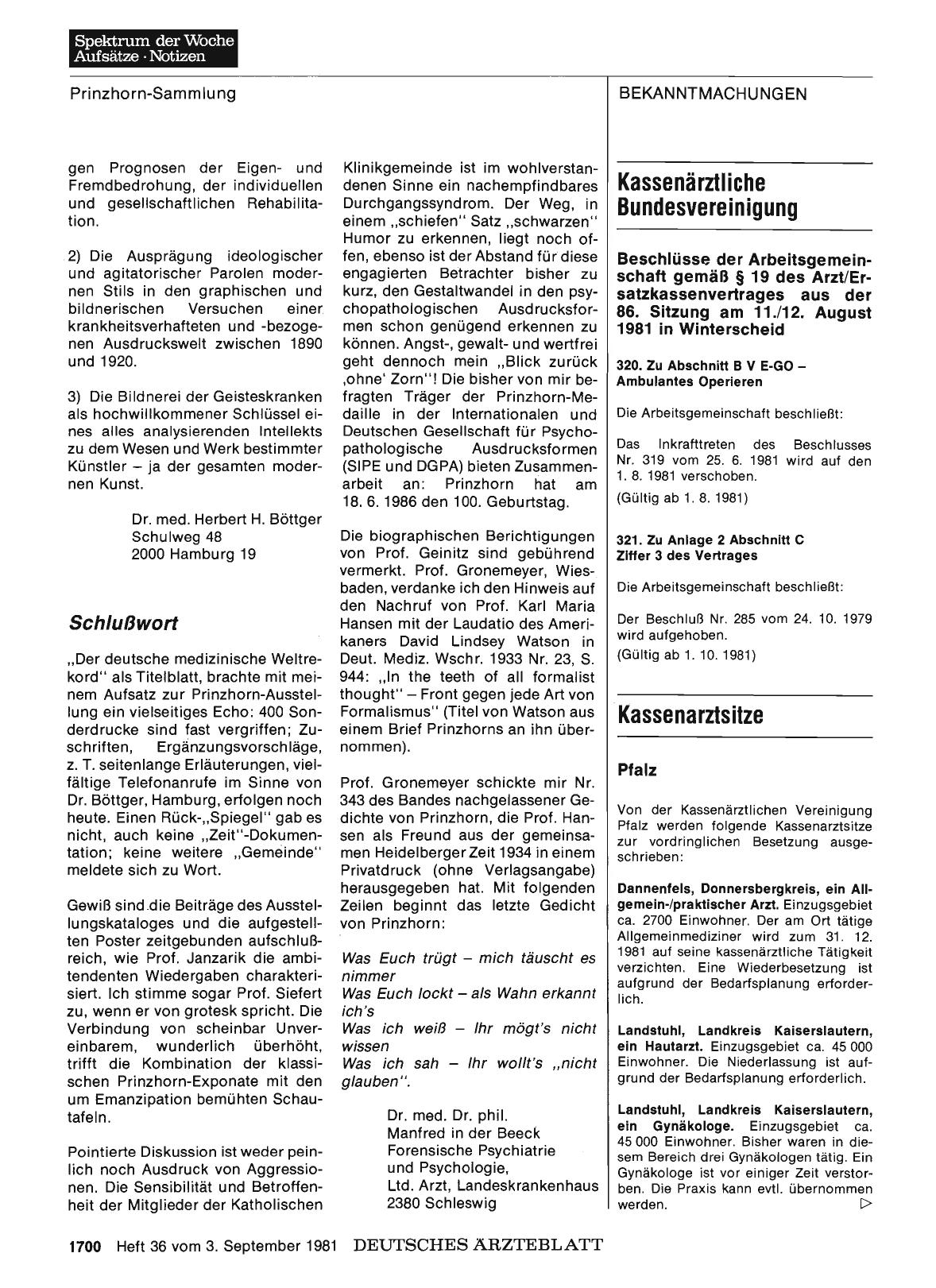 Vorschauseite 1: Wahn — Sinn und Kunst: Schlußwort