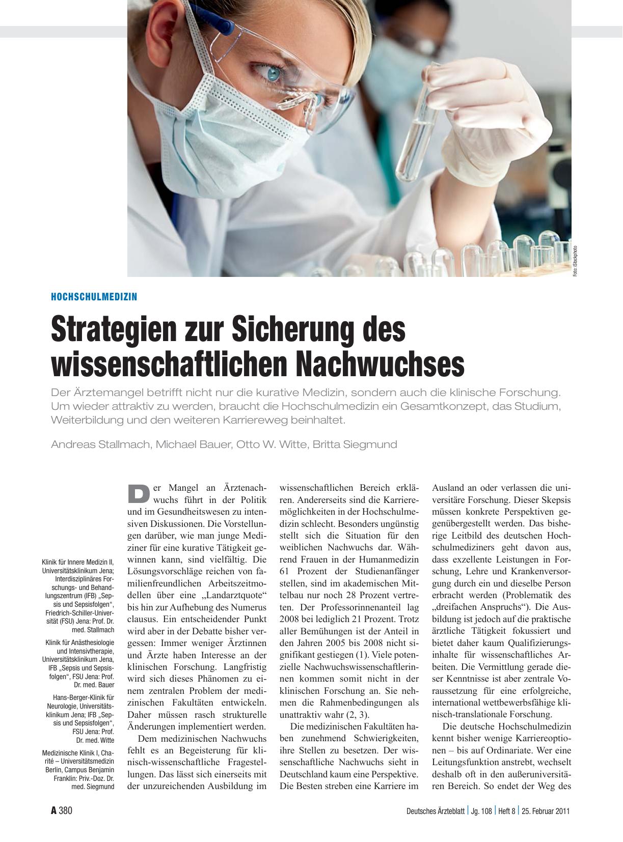 Vorschauseite 1: Hochschulmedizin: Strategien zur Sicherung des wissenschaftlichen Nachwuchses