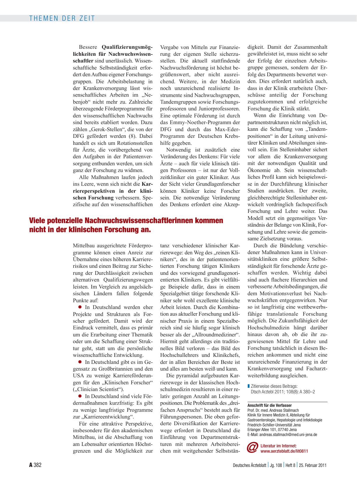 Vorschauseite 3: Hochschulmedizin: Strategien zur Sicherung des wissenschaftlichen Nachwuchses