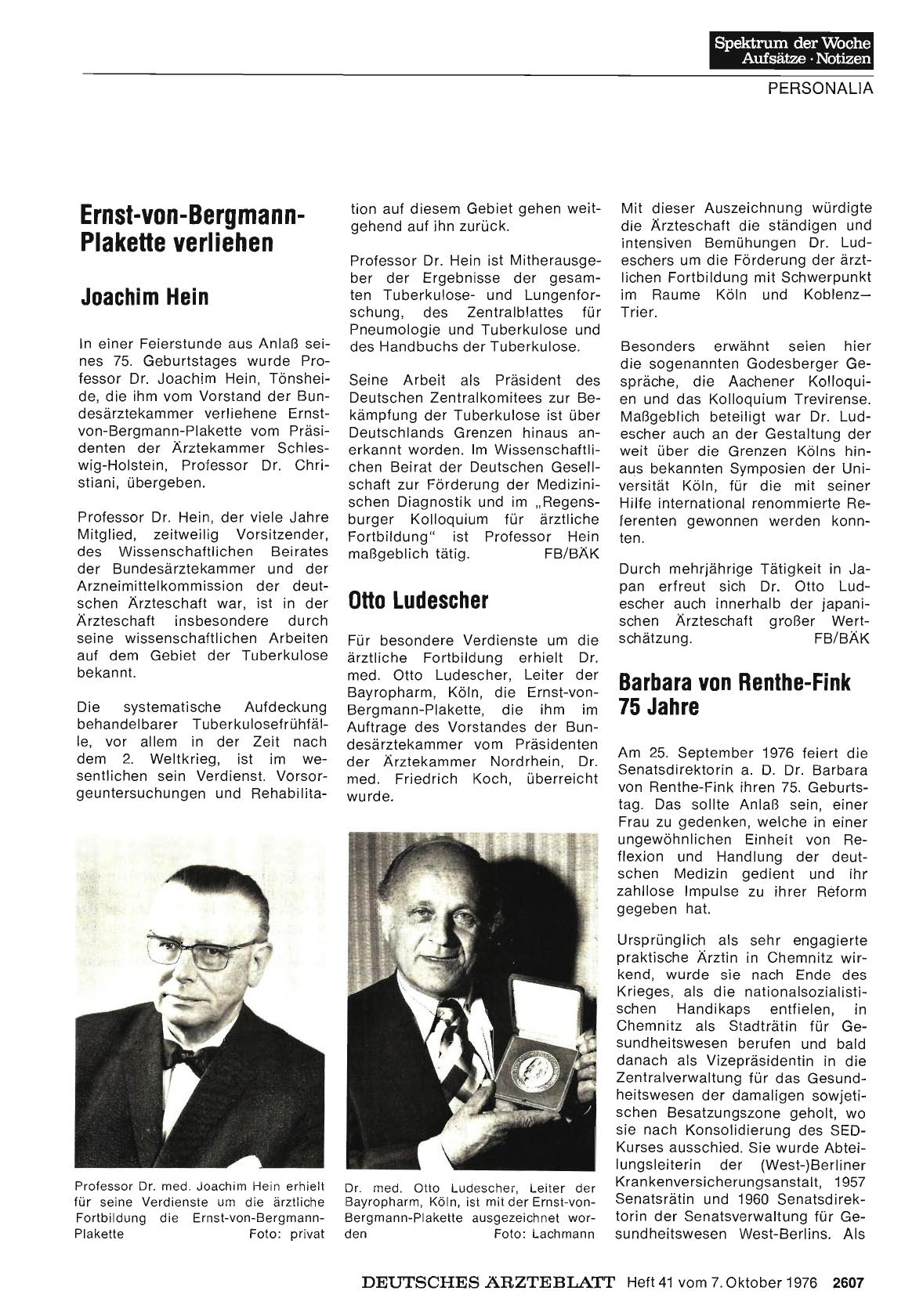 Vorschauseite 1: Ernst-von-Bergmann-Plakette verliehen