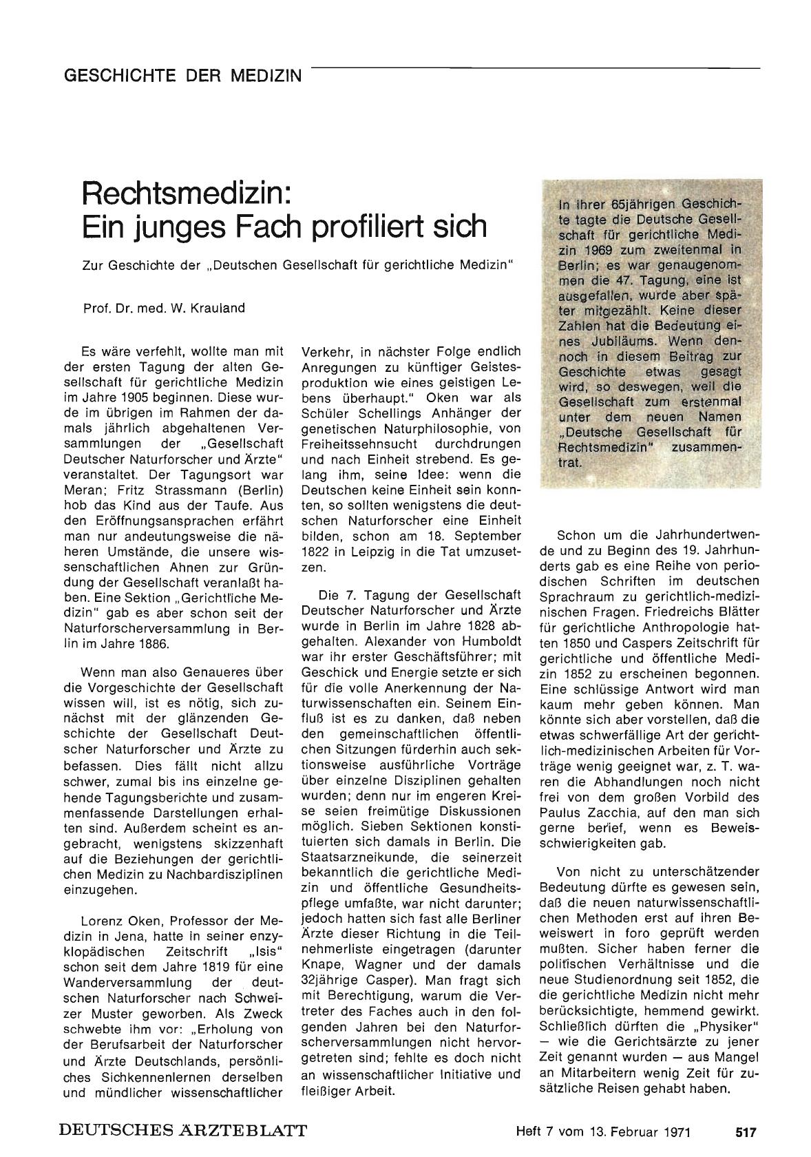 Vorschauseite 1: Rechtsmedizin: Ein junges Fach profiliert sich