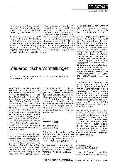 Vorschauseite 1: Steuerpolitische Vorstellungen