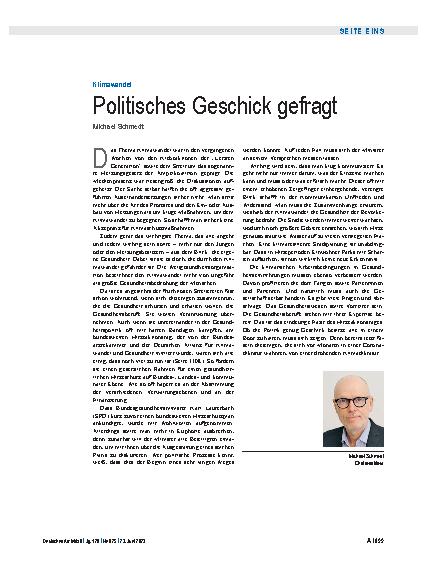 Vorschauseite 1: Klimawandel: Politisches Geschick gefragt
