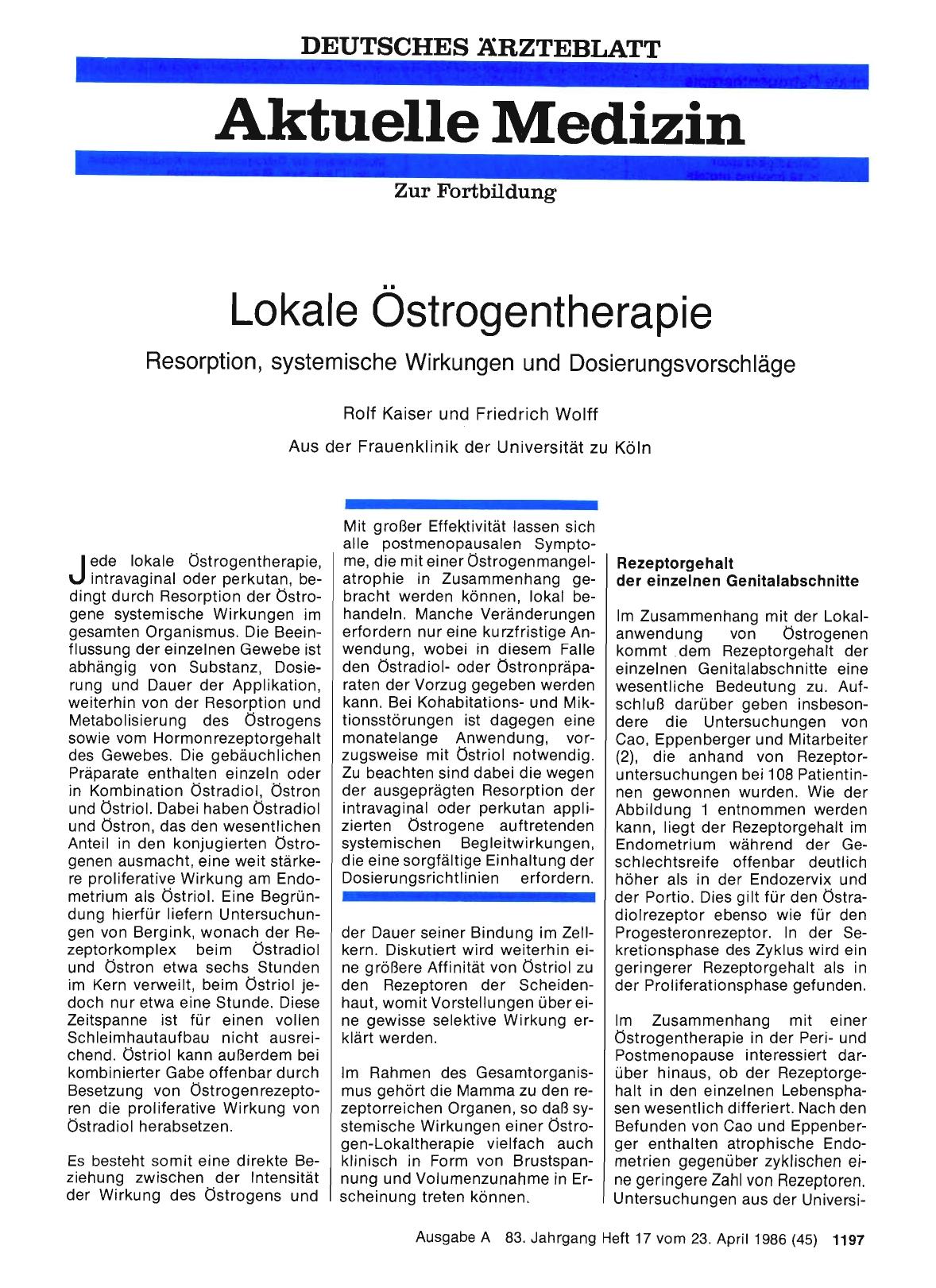 Vorschauseite 1: Lokale Östrogentherapie