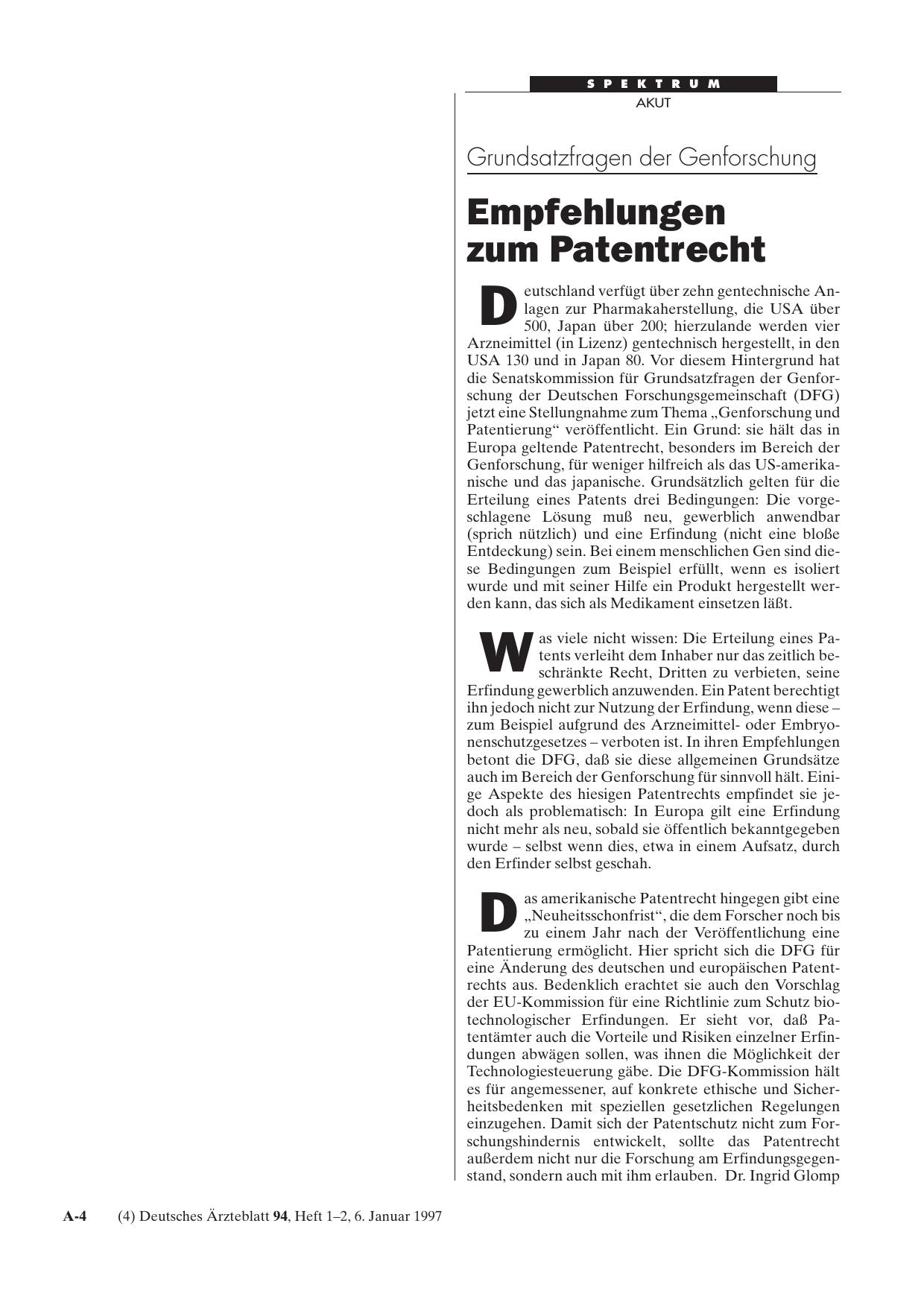 Vorschauseite 1: Grundsatzfragen der Genforschung: Empfehlungen zum Patentrecht