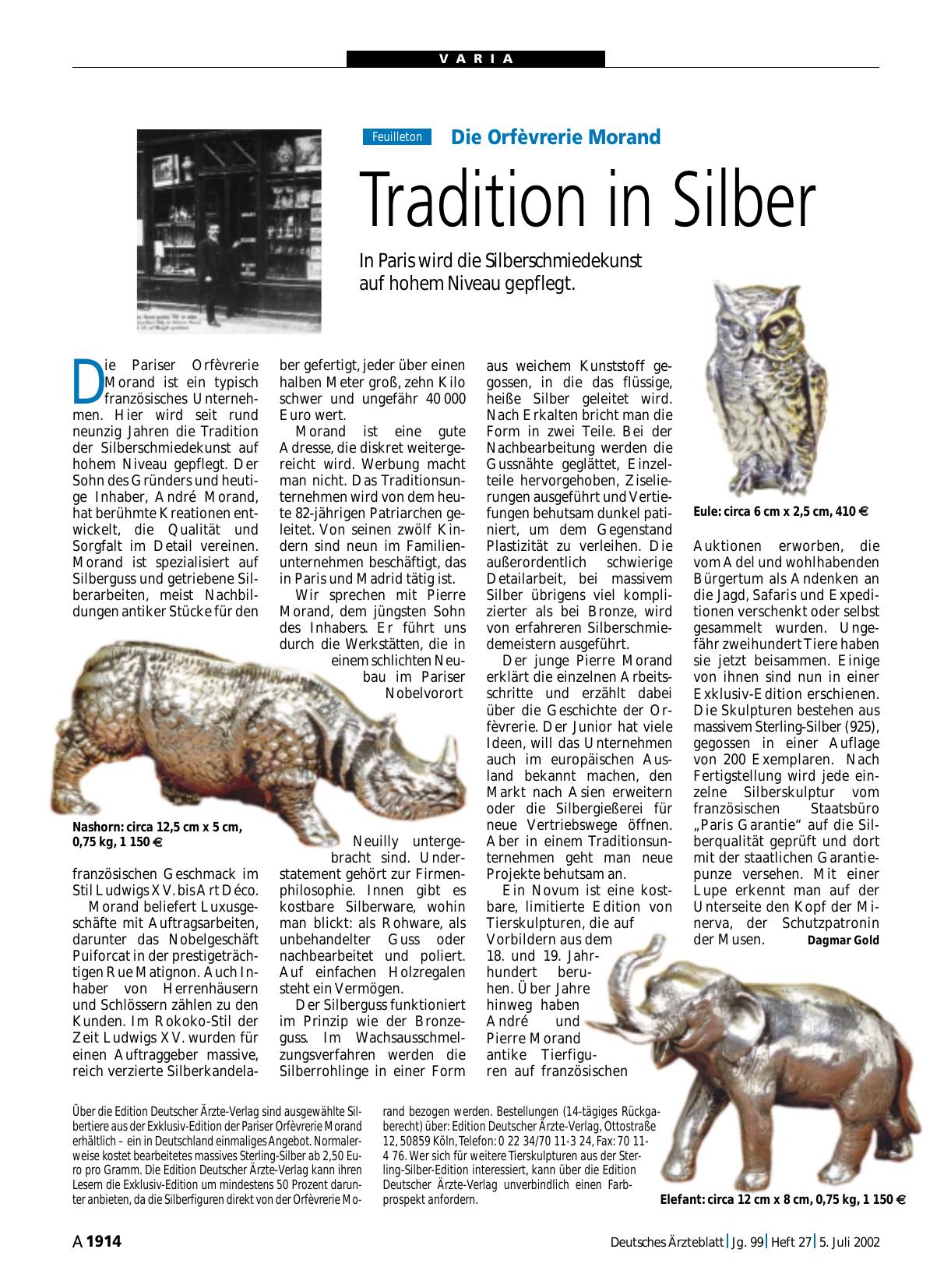 Vorschauseite 1: Die Orfèvrerie Morand: Tradition in Silber