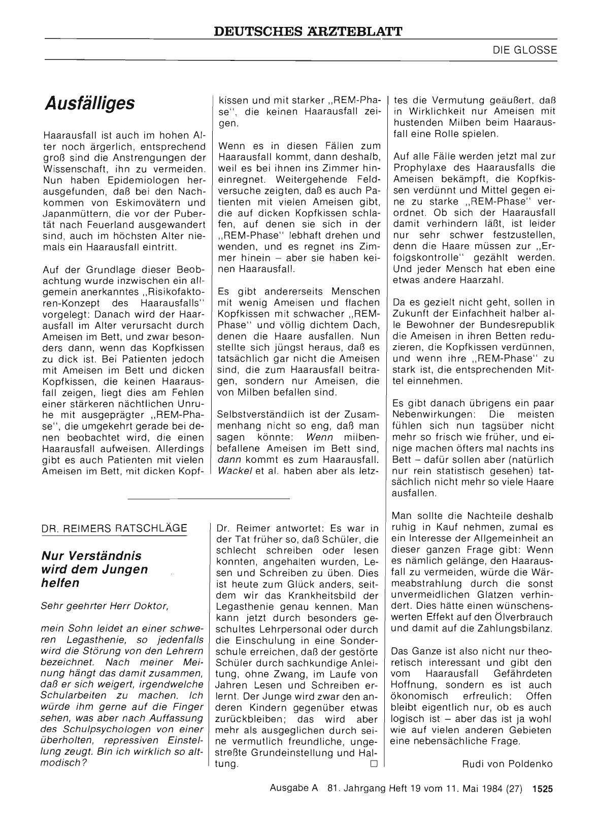 Vorschauseite 1: Ausfälliges