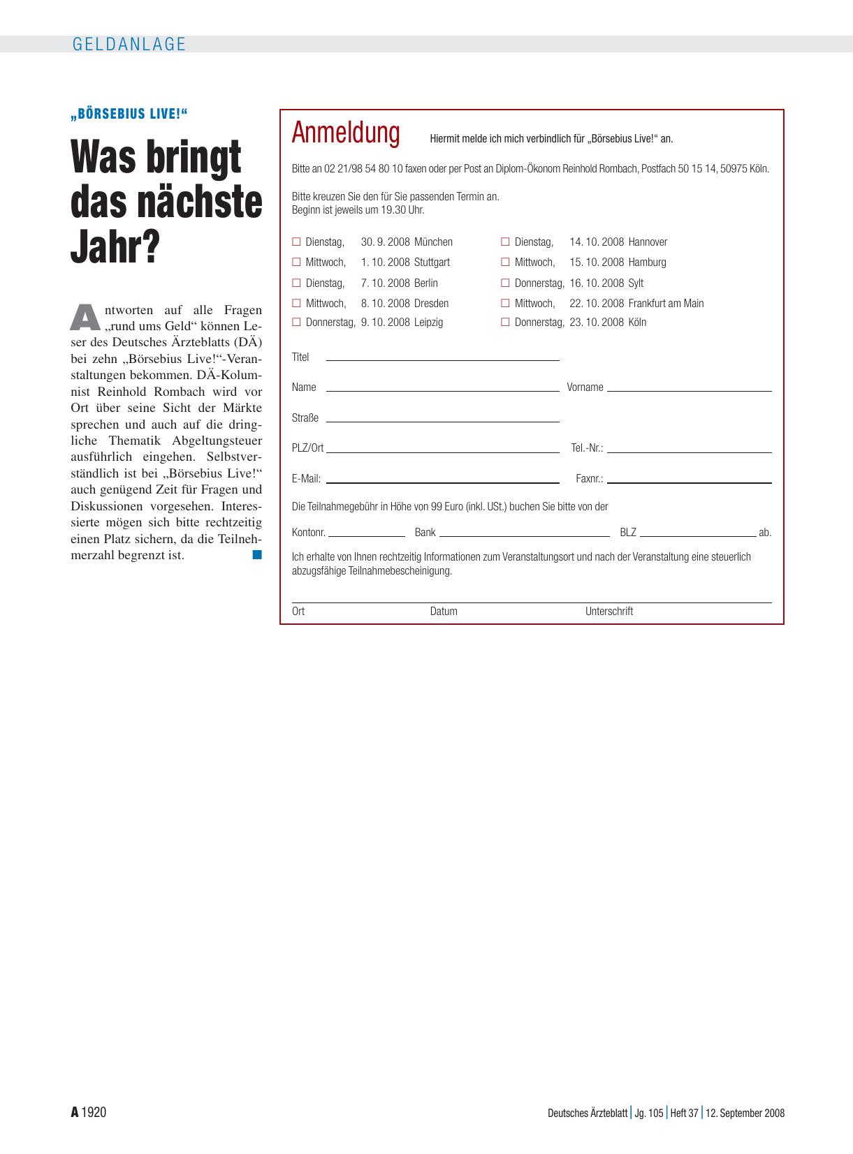 Vorschauseite 1: „Börsebius Live! “: Was bringt das nächste Jahr?